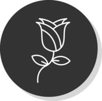 Rose ligne gris cercle icône vecteur
