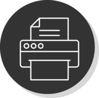imprimante ligne gris cercle icône vecteur