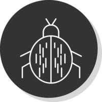 scarabée ligne gris cercle icône vecteur