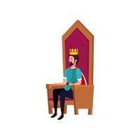roi de conte de fées assis sur une chaise vecteur
