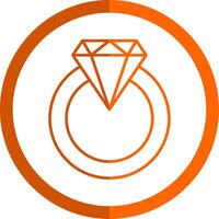 diamant bague ligne Orange cercle icône vecteur