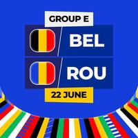 Belgique contre Roumanie Football 2024 rencontre contre. 2024 groupe étape championnat rencontre contre équipes intro sport arrière-plan, championnat compétition vecteur