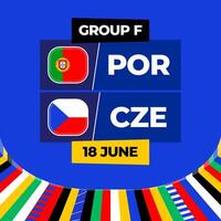 le Portugal contre tchèque Football 2024 rencontre contre. 2024 groupe étape championnat rencontre contre équipes intro sport arrière-plan, championnat compétition vecteur