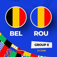 Belgique contre Roumanie Football 2024 rencontre contre. 2024 groupe étape championnat rencontre contre équipes intro sport arrière-plan, championnat compétition vecteur