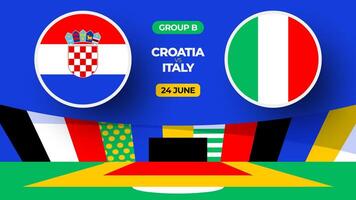 Croatie contre Italie Football 2024 rencontre contre. 2024 groupe étape championnat rencontre contre équipes intro sport arrière-plan, championnat compétition vecteur