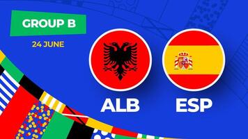 Albanie contre Espagne Football 2024 rencontre contre. 2024 groupe étape championnat rencontre contre équipes intro sport arrière-plan, championnat compétition vecteur