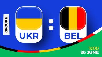 Ukraine contre Belgique Football 2024 rencontre contre. 2024 groupe étape championnat rencontre contre équipes intro sport arrière-plan, championnat compétition vecteur