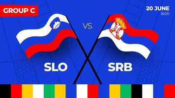 slovénie contre Serbie Football 2024 rencontre contre. 2024 groupe étape championnat rencontre contre équipes intro sport arrière-plan, championnat compétition vecteur