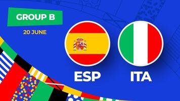 Espagne contre Italie Football 2024 rencontre contre. 2024 groupe étape championnat rencontre contre équipes intro sport arrière-plan, championnat compétition vecteur