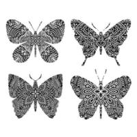 papillon graphique mandala abstrait isolé en blanc background.boho indien shape.ethnic style oriental. vecteur