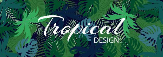tropical Contexte avec coloré jungle les plantes. branché Contexte avec tropical succulent feuilles. illustration pour exotique fond d'écran, salutation cartes, affiches, bannières. botaniste concept. vecteur