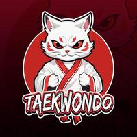 chat taekwondo mascotte logo conception vecteur