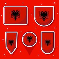 plat dessin animé illustration de Albanie nationale drapeau avec beaucoup formes à l'intérieur vecteur