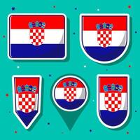 plat dessin animé illustration de Croatie nationale drapeau avec beaucoup formes à l'intérieur vecteur