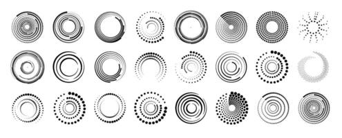 ensemble de cadres en pointillés circulaires en demi-teintes vecteur