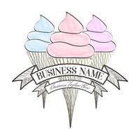 la glace crème magasin logo dans aquarelle style vecteur