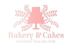 pastel rose boulangerie et Gâteaux agréable logo conception pour pâtisserie vecteur