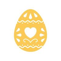 Pâques poulet Oeuf Jaune romantique ornement avec cœur et décor élément minimaliste icône vecteur plat