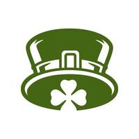 Saint patrick's journée lutin chapeau chanceux irlandais vert trèfle fortune mascotte ancien icône vecteur plat