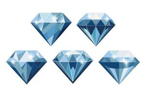 collection de bleu pierres précieuses sur une blanc Contexte. luxueux diamants. illustration. vecteur