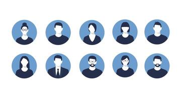 avatar profil icône ensemble comprenant Masculin et femelle ensemble de Pour des hommes et aux femmes personnages ensemble de avatars Créatif gens vecteur