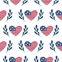 Etats-Unis cœur drapeau. 4e de juillet. sans couture modèle. illustration vecteur