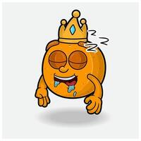 sommeil expression avec Orange fruit couronne mascotte personnage dessin animé. vecteur