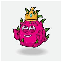 content expression avec dragon fruit couronne mascotte personnage dessin animé. vecteur