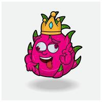 fou expression avec dragon fruit couronne mascotte personnage dessin animé. vecteur