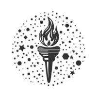 ancien rétro brûlant torche Feu flamme pour sport énergie illustration conception vecteur
