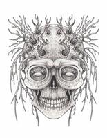 démon crâne surréaliste art conception par main dessin sur papier. vecteur