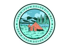 rivière côté camping. ancien Extérieur illustration badge vecteur