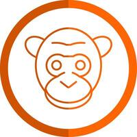 gorille ligne Orange cercle icône vecteur