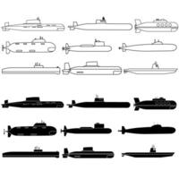 sous-marin icône ensemble. bathyscaphe illustration signe collection. flotte symbole ou logo. vecteur