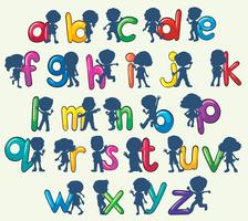 Enfants avec alphabets anglais vecteur