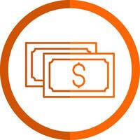 dollar devise ligne Orange cercle icône vecteur