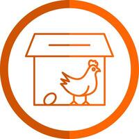 poulet coopérative ligne Orange cercle icône vecteur