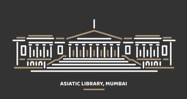 asiatique société bibliothèque, mumbai bâtiment illustration. vecteur