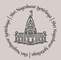nageshwar jyotirlinga temple 2d icône avec caractères. vecteur
