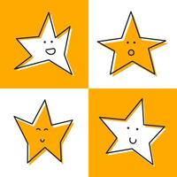dessin animé étoiles avec différent émotions sont arrangé dans carrés vecteur