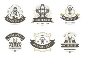 oktoberfest badges et Étiquettes ensemble ancien typographique conception modèles illustration. vecteur