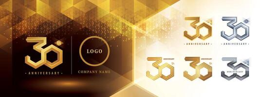 30 anniversaire logotype conception, 30 ans anniversaire fête. abstrait hexagone infini logo, 30 ans logo d'or pour fête événement, vecteur