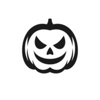 terrifiant Halloween sculpté citrouille noir monochrome silhouette en colère visage icône plat illustration vecteur