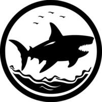 requin - noir et blanc isolé icône - illustration vecteur