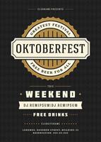 oktoberfest Bière Festival fête rétro typographie affiche vecteur