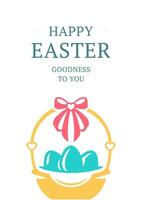 content Pâques ancien salutation carte religieux vacances panier peint des œufs conception modèle vecteur