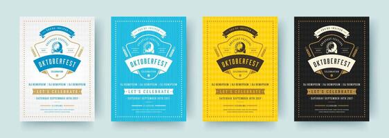 oktoberfest prospectus ou affiches rétro typographie modèles conception invitations Bière Festival fête. vecteur