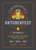 oktoberfest prospectus ou affiche rétro typographie modèle conception invitation Bière Festival fête illustration. vecteur