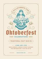 oktoberfest prospectus ou affiche rétro typographie modèle conception invitation Bière Festival fête illustration. vecteur