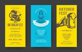 oktoberfest prospectus ou bannières ensemble ancien typographique conception modèles. vecteur